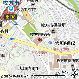 大阪府枚方市周辺の地図