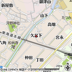 愛知県豊川市御津町泙野（久呂下）周辺の地図