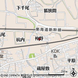 愛知県蒲郡市大塚町（仲野）周辺の地図