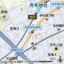 売布神社駅南周辺の地図