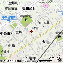 愛知県豊川市中条町今宮23周辺の地図