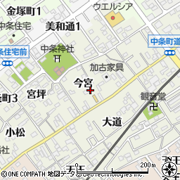 愛知県豊川市中条町今宮周辺の地図