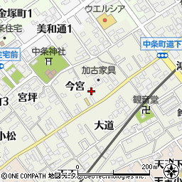 愛知県豊川市中条町今宮14周辺の地図