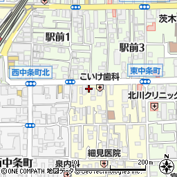 大阪府茨木市下中条町1-7周辺の地図