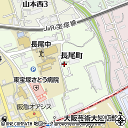 兵庫県宝塚市長尾町周辺の地図