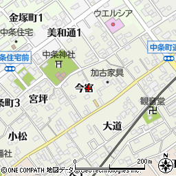 愛知県豊川市中条町今宮13-13周辺の地図