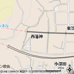 愛知県蒲郡市大塚町西笠神周辺の地図