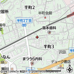 大阪府箕面市半町周辺の地図