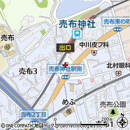売布神社駅前周辺の地図