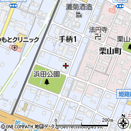 兵庫県姫路市手柄1丁目65周辺の地図