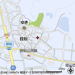 兵庫県加古川市志方町投松周辺の地図