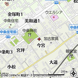 愛知県豊川市中条町今宮17-2周辺の地図