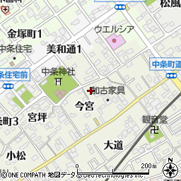 愛知県豊川市中条町今宮13周辺の地図