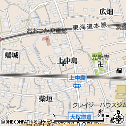 愛知県蒲郡市大塚町上中島17周辺の地図