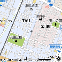 兵庫県姫路市手柄1丁目60周辺の地図