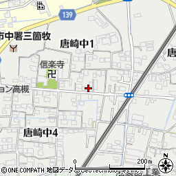 大阪府高槻市唐崎中周辺の地図
