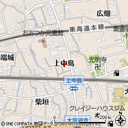 愛知県蒲郡市大塚町上中島周辺の地図