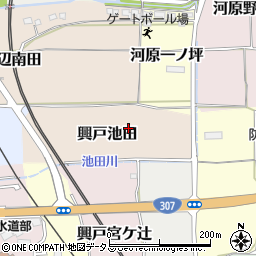 京都府京田辺市興戸池田周辺の地図