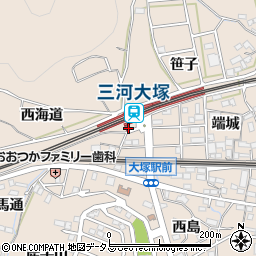 愛知県蒲郡市大塚町端城周辺の地図