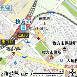 大阪府枚方市岡東町周辺の地図