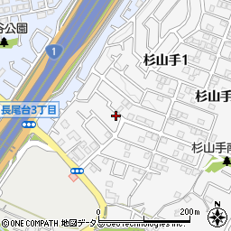 大阪府枚方市杉山手1丁目周辺の地図