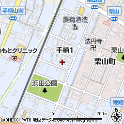 兵庫県姫路市手柄1丁目80周辺の地図