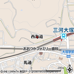 愛知県蒲郡市大塚町西海道周辺の地図