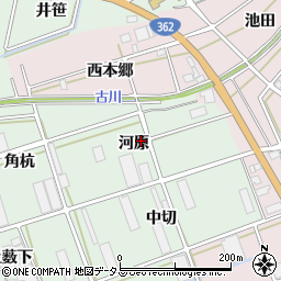愛知県豊川市土筒町（河原）周辺の地図