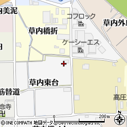 京都府京田辺市草内東台周辺の地図