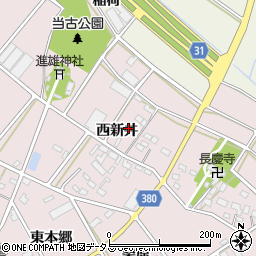愛知県豊川市当古町西新井周辺の地図