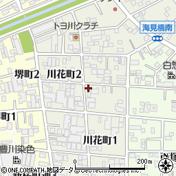 愛知県豊川市川花町周辺の地図