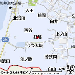 愛知県常滑市坂井打越周辺の地図