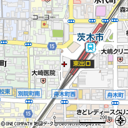 茨木市立駐車場阪急茨木西口駐車場周辺の地図