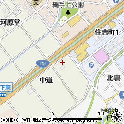 愛知県豊川市中条町中道周辺の地図