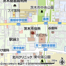 茨木市役所総務部　人事課周辺の地図