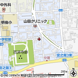 大阪府枚方市中宮西之町7-17周辺の地図