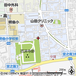 大阪府枚方市中宮西之町周辺の地図