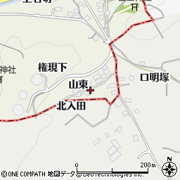 愛知県豊川市三上町山東周辺の地図