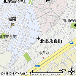 兵庫県姫路市北条宮の町58周辺の地図