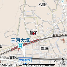 愛知県蒲郡市大塚町笹子周辺の地図