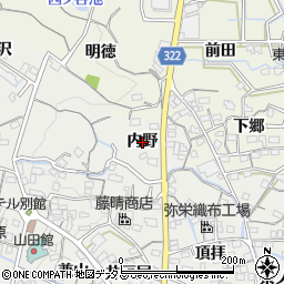 愛知県蒲郡市金平町（内野）周辺の地図