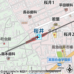 大阪府箕面市周辺の地図