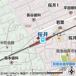 箕面市立　桜井自転車駐車場周辺の地図