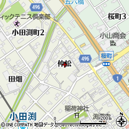 愛知県豊川市小田渕町仲松周辺の地図