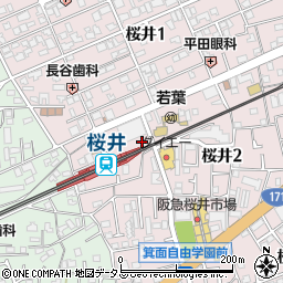 ローソン阪急桜井駅前店周辺の地図