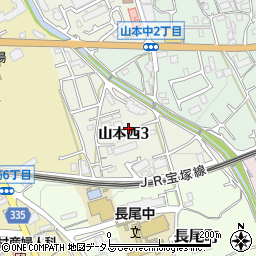 兵庫県宝塚市山本西周辺の地図