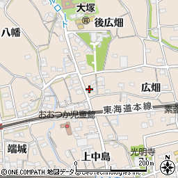 愛知県蒲郡市大塚町上中島70周辺の地図