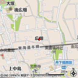 愛知県蒲郡市大塚町広畑周辺の地図
