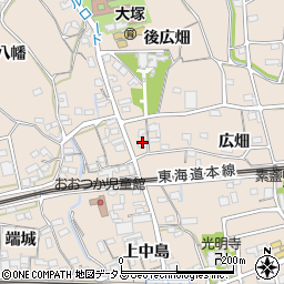 愛知県蒲郡市大塚町上中島69周辺の地図