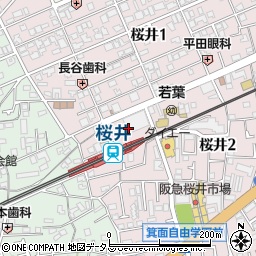 大阪府箕面市桜井2丁目2周辺の地図